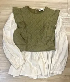 ZARAドッキングキルティングデザイン長袖トップス
