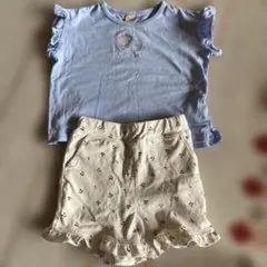 プティマイン　シェル柄Tシャツ さくらんぼ柄ショートパンツセット
