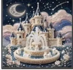 ダイヤモンドアート　パールアート　お城　うさぎ　噴水　夜景　キット　ビーズアート
