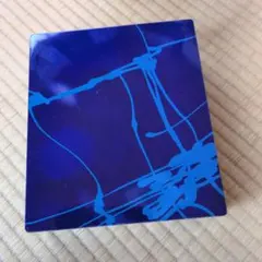 ヨックモック空き缶　スチール缶　金属製缶クッキー空き缶青紫デザイン スチール缶