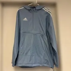 adidas フード付きナイロンジャケット 水色