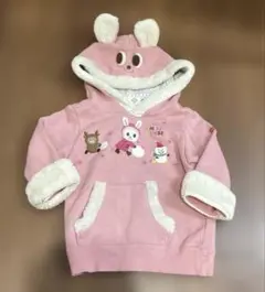 MIKI HOUSE ピンク フード付きトレーナー