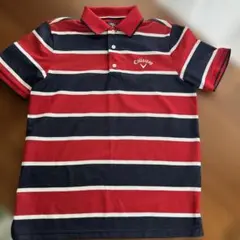 Callaway ポロシャツ 赤・紺・白ストライプ