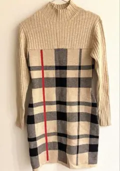 美品⭐︎【salire】サリア ニットワンピース チェック柄 ひざ丈 sizeM