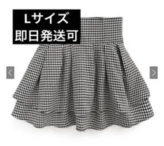 インパン裏地付き千鳥柄フレアミニスカート