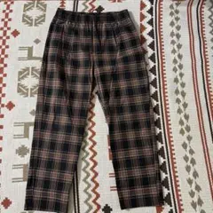 シェフパンツ　チェック　ダークブラウン