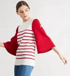 ボーダーズアットバルコニー　flare sleeve top 赤S新品