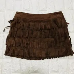 titty フリンジ付きフェイクスエード　y2k ブラウン　ミニスカート