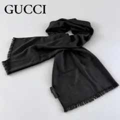 美品 GUCCI グッチ GG ストール マフラー ウール シルク 黒 男女兼用