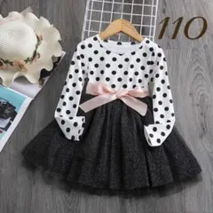 110センチ♡ ラメチュール　ドット　ワンピース 結婚式 入園 七五三 子供