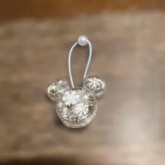 ミッキーマウス型透明ヘアゴム 雪の結晶模様