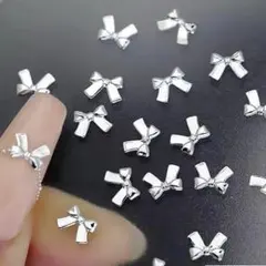 リボン　ネイルパーツ アート レジン　韓国　デコ ネイル　薄型 ⑦ シルバー