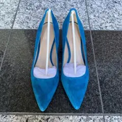 【COACH】 青 スエード ポインテッドハイヒール