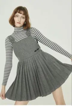 épine グレー プリーツワンピース