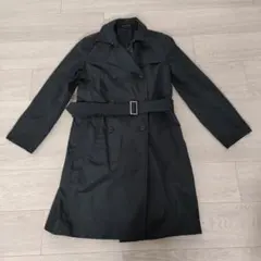 美品 Theory 2023年 ウール トレンチロングコート 黒 クリーニング済 美品 Theory 2023年 ウール トレンチロングコート 黒