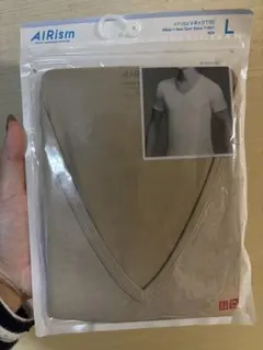 AIRism Vネック Tシャツ Lサイズ ベージュ