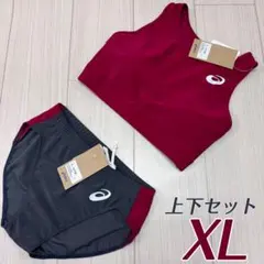 新品Lサイズ】女子陸上ユニフォーム上下セット エンジ色×ダークグレー