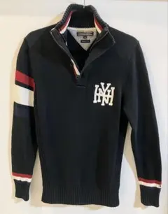 トミーヒルフィガー ハーフジップ ニット M ネイビー 2WAY着用可