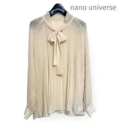ナノユニバース ボウタイプリーツブラウス パフスリーブ 美品フリーサイズゆったり
