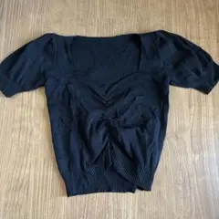 GRL ブラック 半袖ニット M