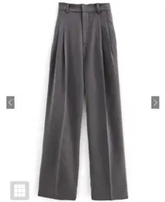 GRL タックセンタープレスストレートワイドパンツ[ai36] Sサイズ/グレー