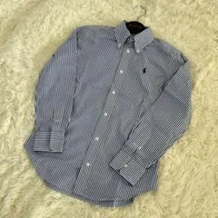 美品　Ralph Lauren スリムフィット青と白のストライプ長袖シャツ