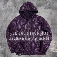 00s ユニクロ　archive ダウンジャケット　 紫　光沢　グランジ　Y2K