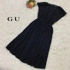 【ジーユー】GU ワンピース　ドット柄　ブラック×ホワイト　Mサイズ