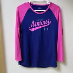 Under Armour ロゴ入り トップス YXL ネイビー/ピンク