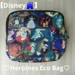 【新品未使用】Disney ヒロイン総柄 エコバッグ ポーチ収納型 大容量