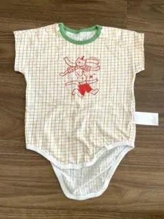 モイモルン　チェック柄半袖ボディスーツ 80cm