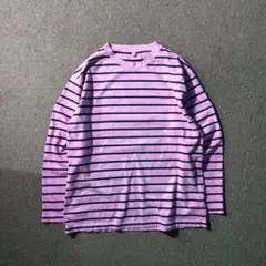 UNIQLO ボーダー カットソー メンズ XL クルーネックロンT 後染め