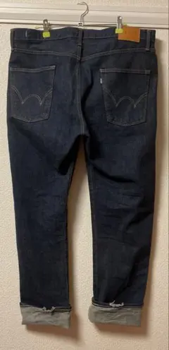 EDWINダークブルー ストレートデニムw36セルビッチ加工