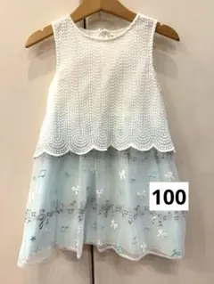 音符とリボンの刺繍ドレス　発表会　ワンピース　100