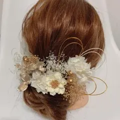 髪飾り　袴　卒業式　結婚式　成人式　ドライフラワー　水引　金箔