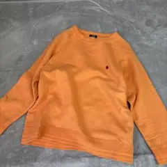 【POLO】Ｌサイズ 長袖スウェット 綿100% 裏起毛 ラグラン オレンジ