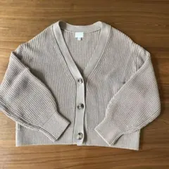 H&M ベージュ Vネック ニットカーディガン L
