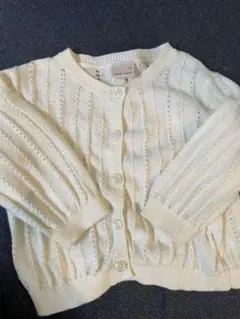 プティマイン　鍵編み白カーディガン80〜90cm