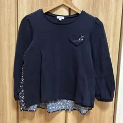 any FAM 長袖カットソー 140cm ネイビー ハート さくらんぼ