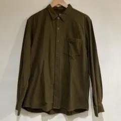 無印良品オリーブ色 XL 長袖シャツ 100%コットン