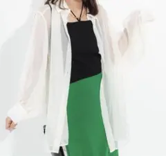 シースルー長袖シャツ ホワイト フリーサイズ