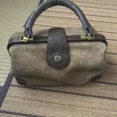 BORBONESE うずら柄 ゴールド金具 ドクターバッグ レトロ ハンドバッグ
