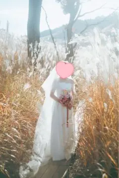 ロングウェディングベール　前撮り　結婚式