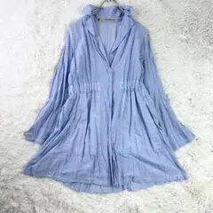 BLANC basque リネン混 シャツワンピース 38 ライトブルー 羽織り