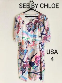 SEE BY CHLOE　ワンピース　半袖　シルク　XS