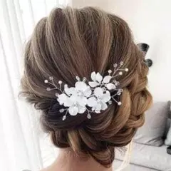 髪飾り ヘッドドレス フォーマル 結婚式 洋装　ヘアピン 花 ホワイト 白