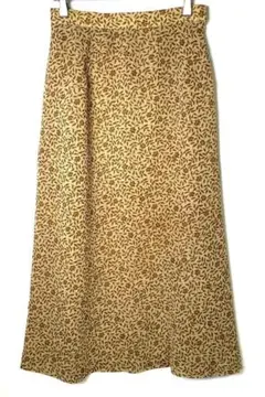 【古着】ヴィンテージ　ロングフレアスカート　小花柄　総柄　M　ベージュ　日本製