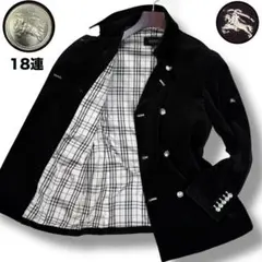 バーバリーブラックレーベル ベロア 銀ボタン ホースロゴ フルノバ マリンコート