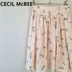 Se2261【セシルマクビー】　花柄フレアミニスカート　リボン結び　総柄　M