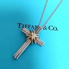 美品オールドティファニー シグネチャークロス コンビ シルバー925 k18